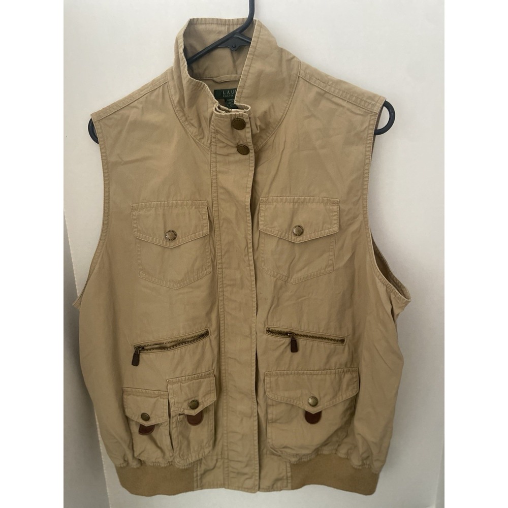 Lauren Ralph Lauren Khaki 7 Pocket Safari Hunt Fish Photography Vest Size L